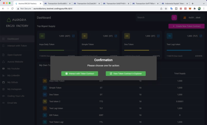 Aurora ERC20 Token Factory – screenshot 3