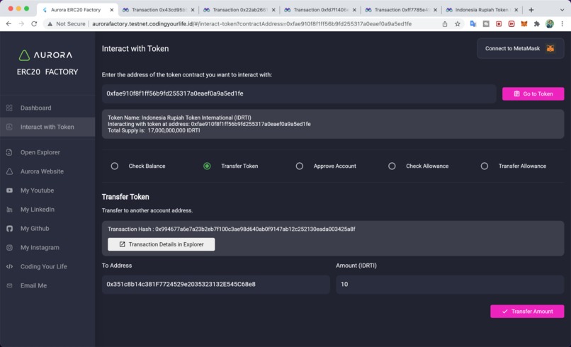 Aurora ERC20 Token Factory – screenshot 8