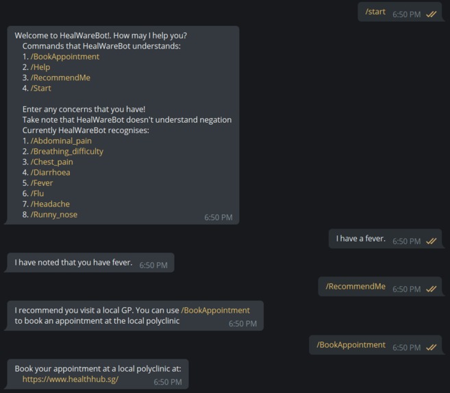 Integrating Healthcare Solutions with Telegram: HealWare – screenshot 1