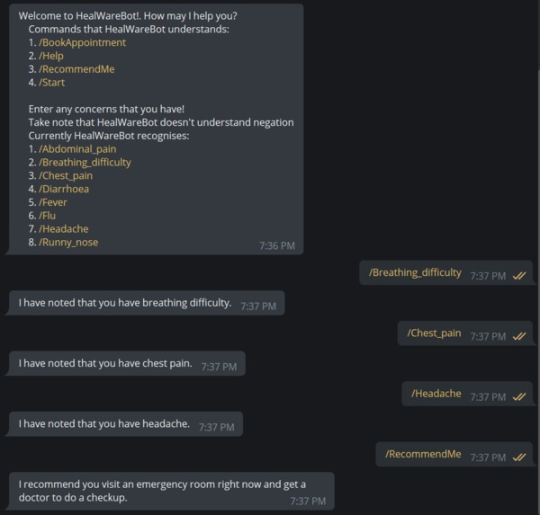 Integrating Healthcare Solutions with Telegram: HealWare – screenshot 2