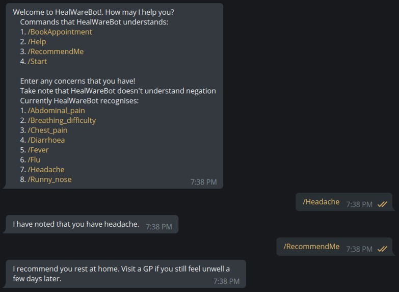 Integrating Healthcare Solutions with Telegram: HealWare – screenshot 3