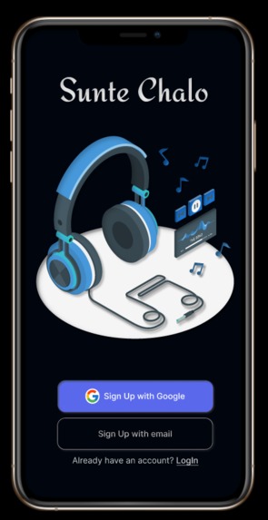 UI design for a podcast app- SUNTE CHALO – screenshot 1