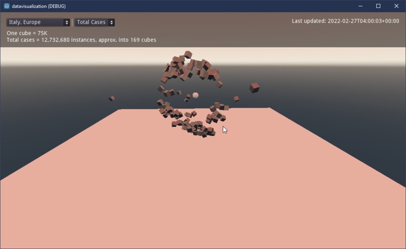 COVID-19 Data As Rigidbody Cubes – screenshot 5