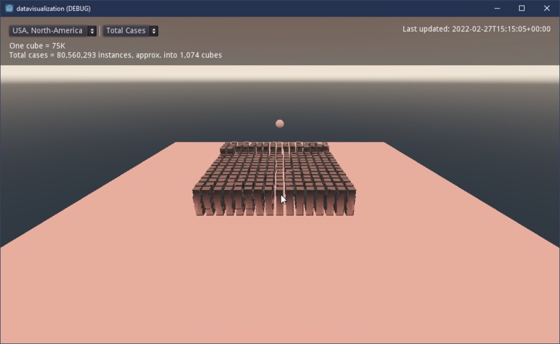 COVID-19 Data As Rigidbody Cubes – screenshot 6