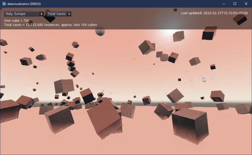 COVID-19 Data As Rigidbody Cubes – screenshot 4