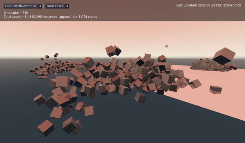 COVID-19 Data As Rigidbody Cubes – screenshot 11