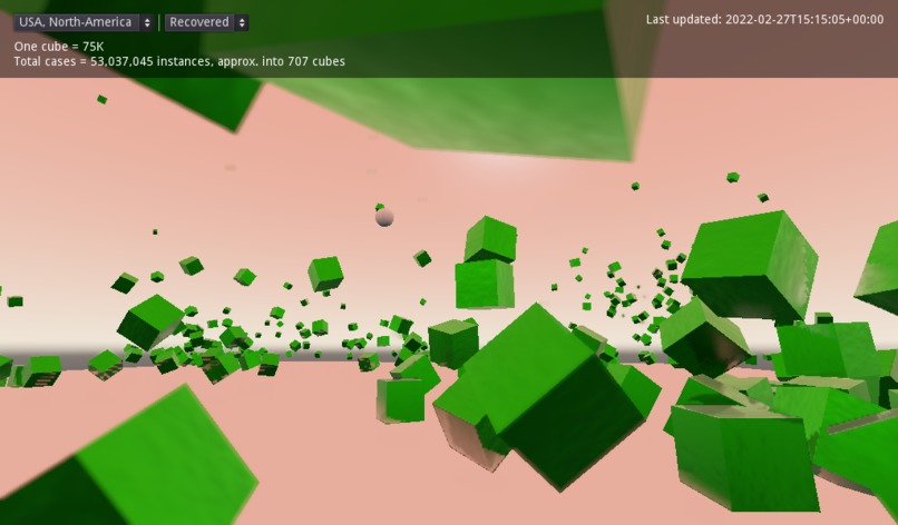 COVID-19 Data As Rigidbody Cubes – screenshot 1