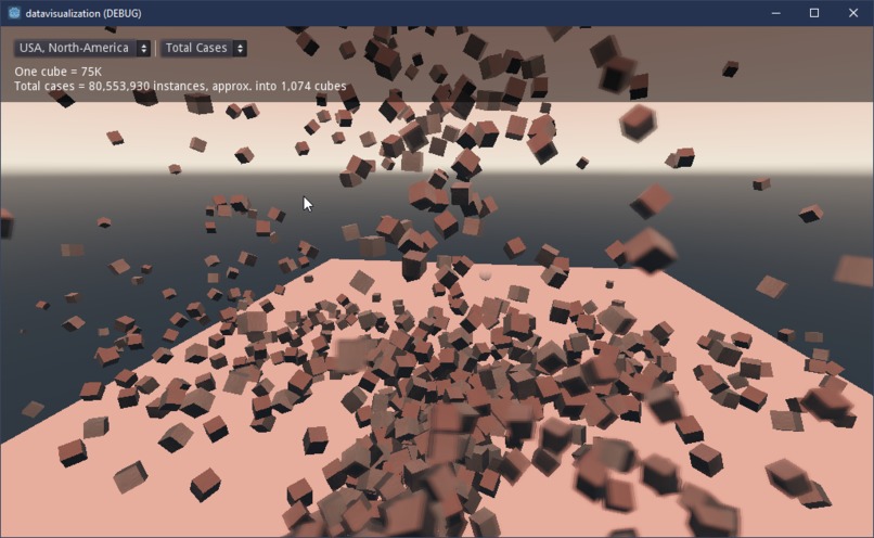 COVID-19 Data As Rigidbody Cubes – screenshot 13