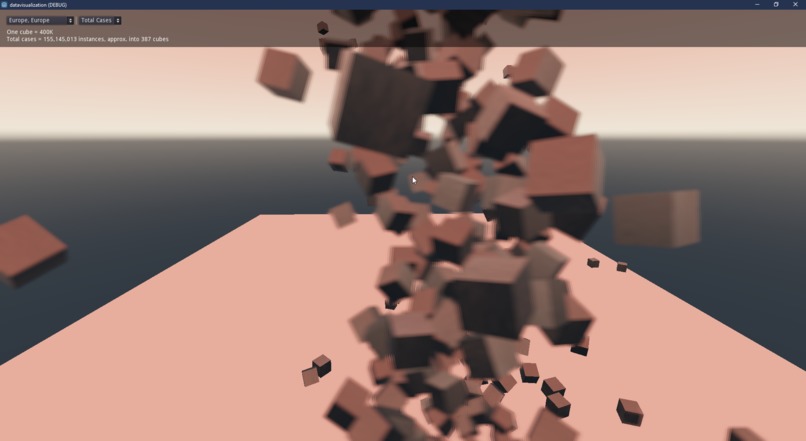 COVID-19 Data As Rigidbody Cubes – screenshot 2