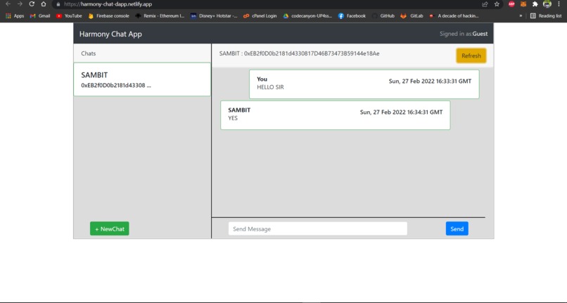 Chatting DApp Harmony – screenshot 1