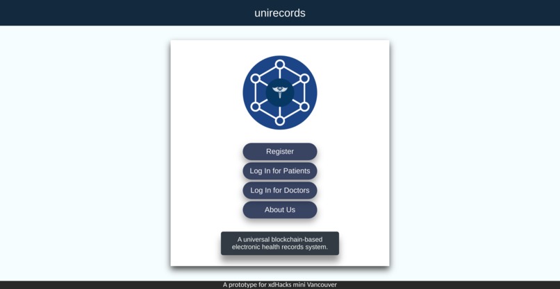 Unirecord -  a blockchain-based healthcare record system  – screenshot 2