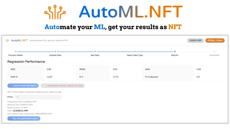 AutoML.NFT - Automate your ML, get your results as NFT – screenshot 1