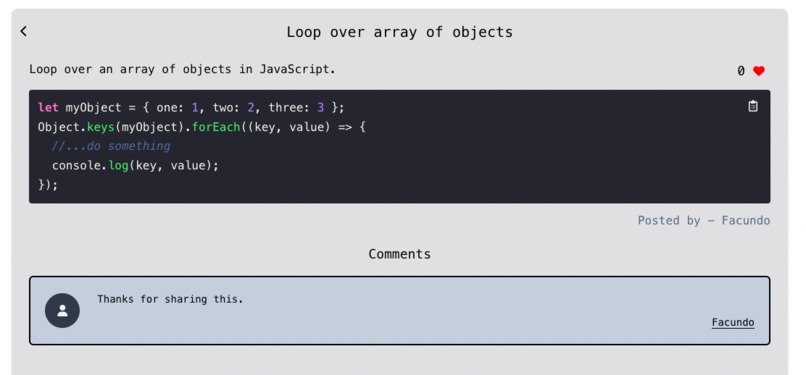 Code Snippets – screenshot 2