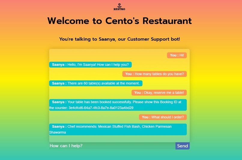 Cento-Restaurant Bot – screenshot 1