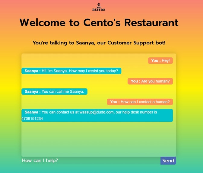 Cento-Restaurant Bot – screenshot 2