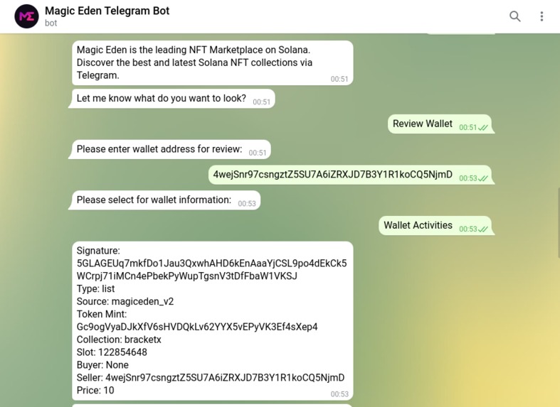 Magic Eden Telegram Bot – screenshot 2