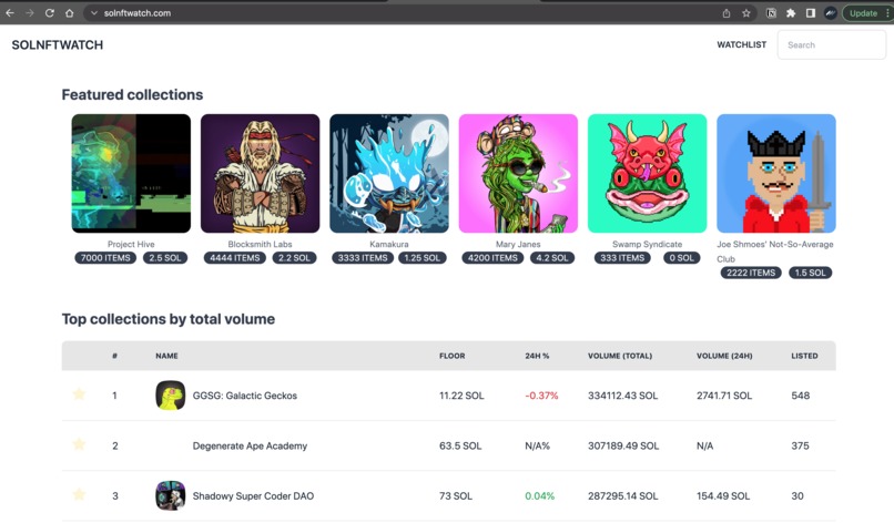 SOL NFT Watch – screenshot 1