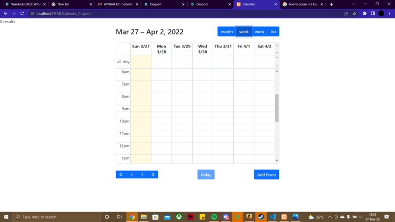 Calendar Project for Winhacks2022 – screenshot 2