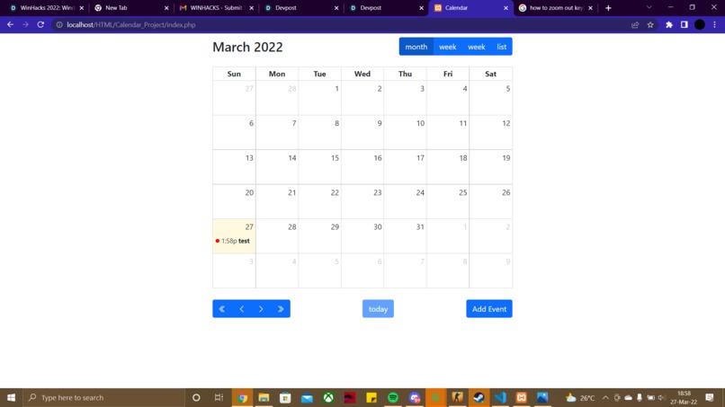 Calendar Project for Winhacks2022 – screenshot 5