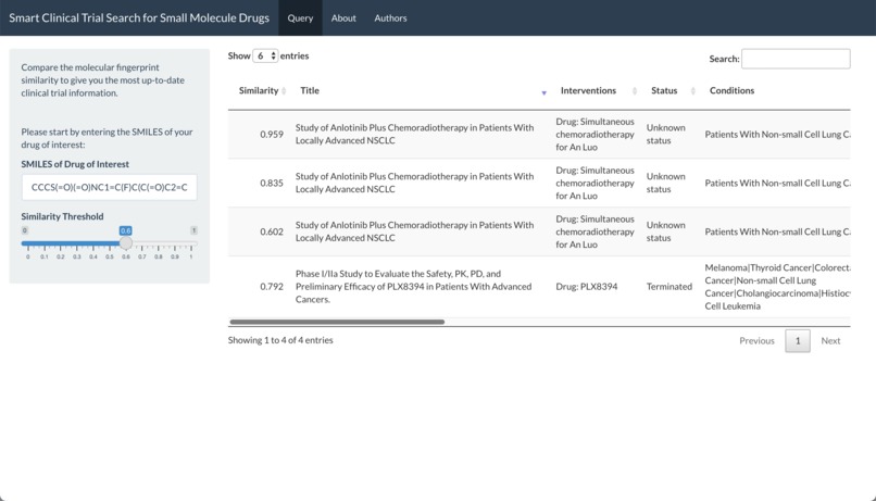 Smart Clinical Trial Search for Small Molecule Drugs – screenshot 1