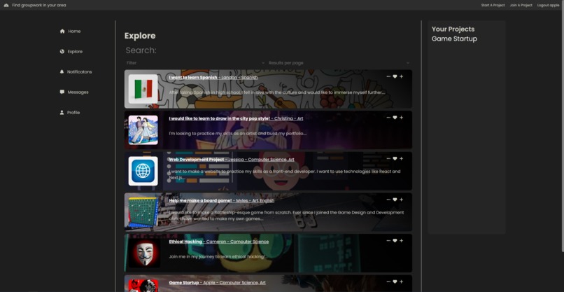 Groupwork Project Networking Service  – screenshot 3