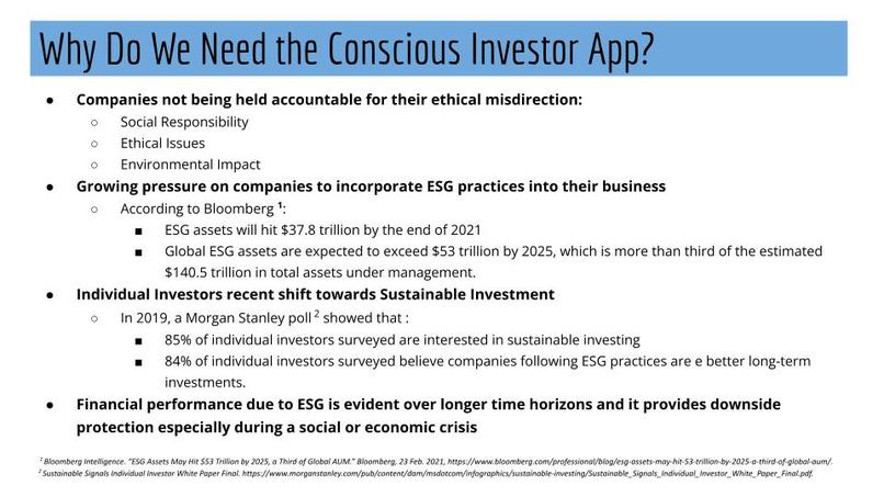 Team 10 : The Conscious Investor – screenshot 2