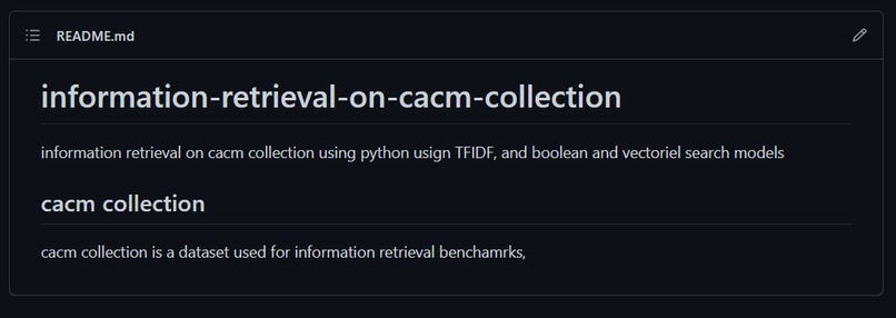  information-retrieval-on-cacm-collection Readme – screenshot 1