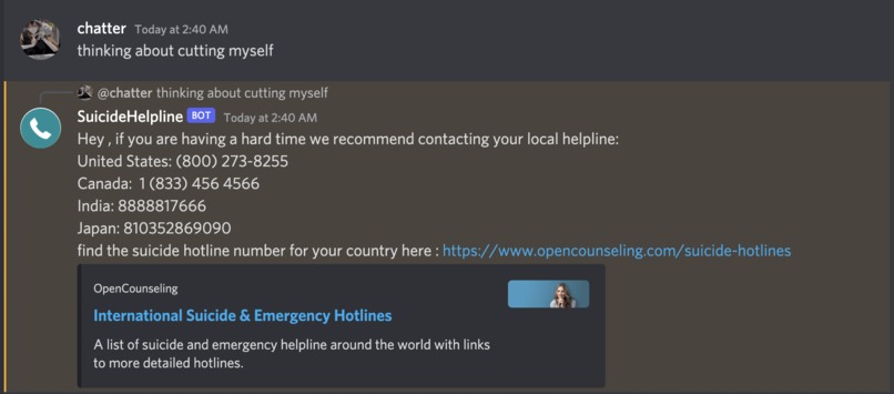 Suicide Helpline Bot – screenshot 2