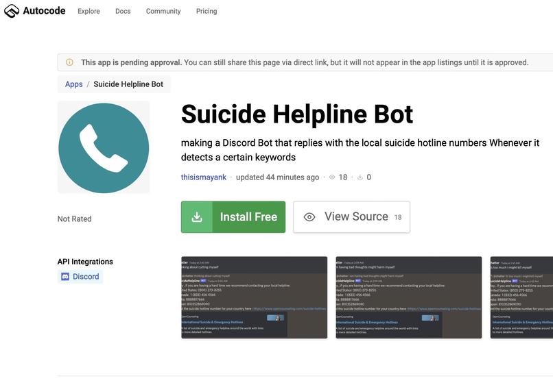 Suicide Helpline Bot – screenshot 3