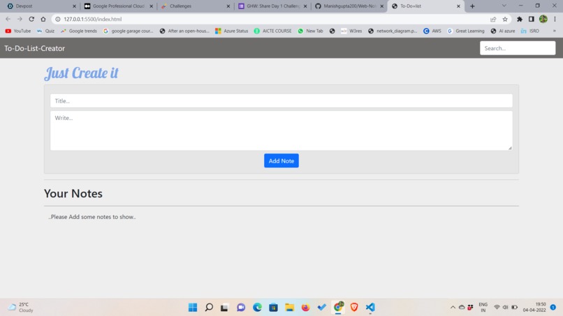 Web application – screenshot 1