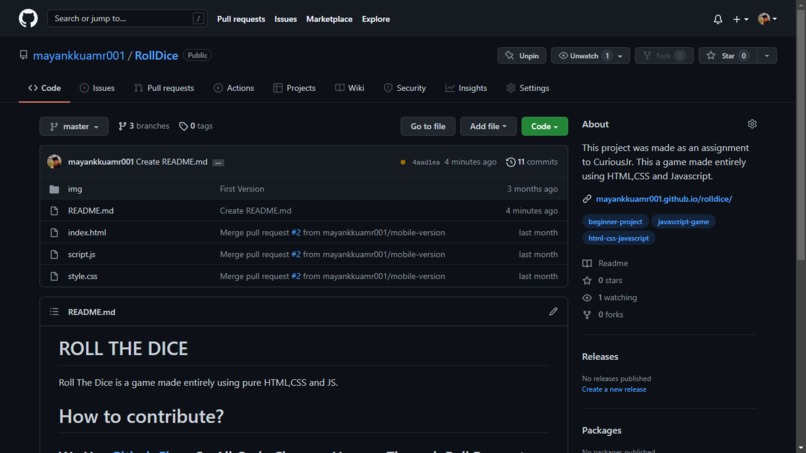 Add a Readme to one of your projects – screenshot 1