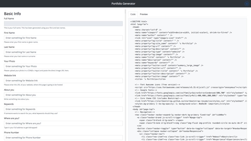 Let’s build a Portfolio Generator – screenshot 1