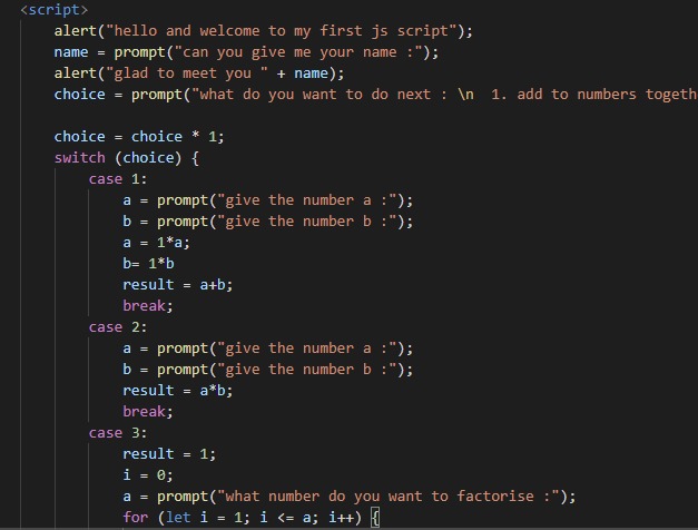 learning new language (javascript) – screenshot 1
