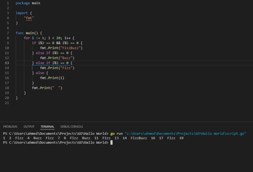 FizzBuss in GO – screenshot 1
