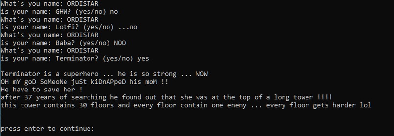 Text-Based Adventure Game – screenshot 1