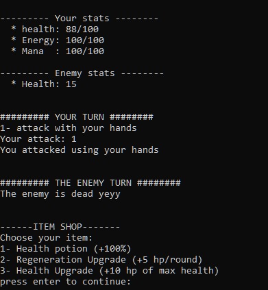 Text-Based Adventure Game – screenshot 2