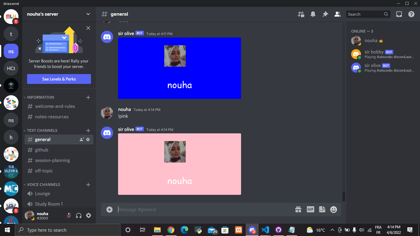 discord message bot costume by color Devpost