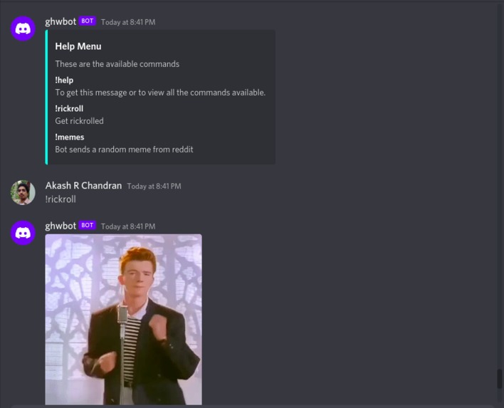 First discord bot – screenshot 1