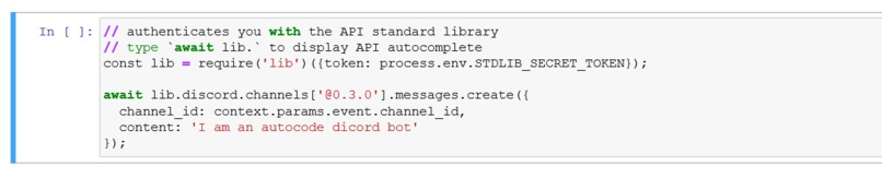 Discord Bot using Autocode  – screenshot 1
