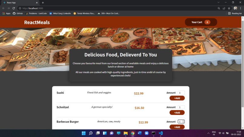 React Food Order App – screenshot 1
