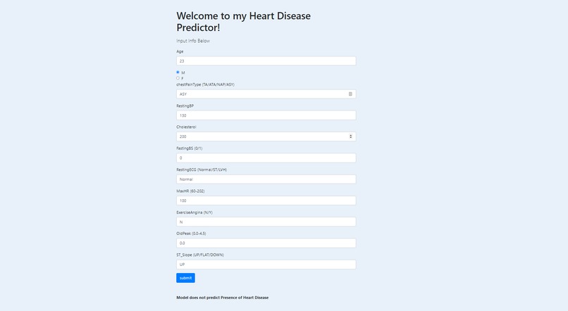 Heart Disease prediction – screenshot 1