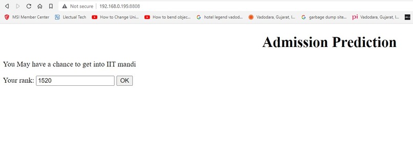 Prediction of Admissions in Colleges  – screenshot 1