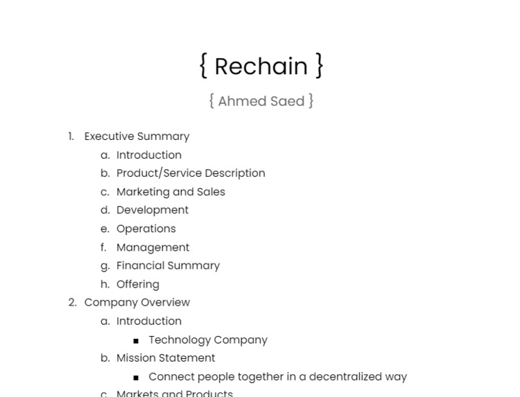Rechain - Business Plan – screenshot 1