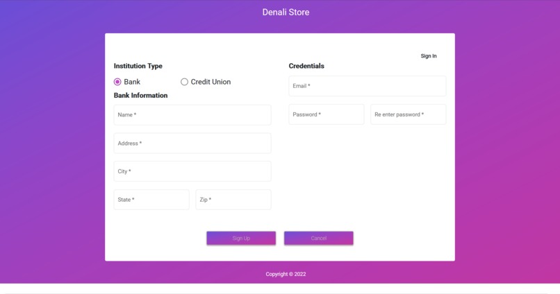 "Denali" as BaaS – screenshot 1