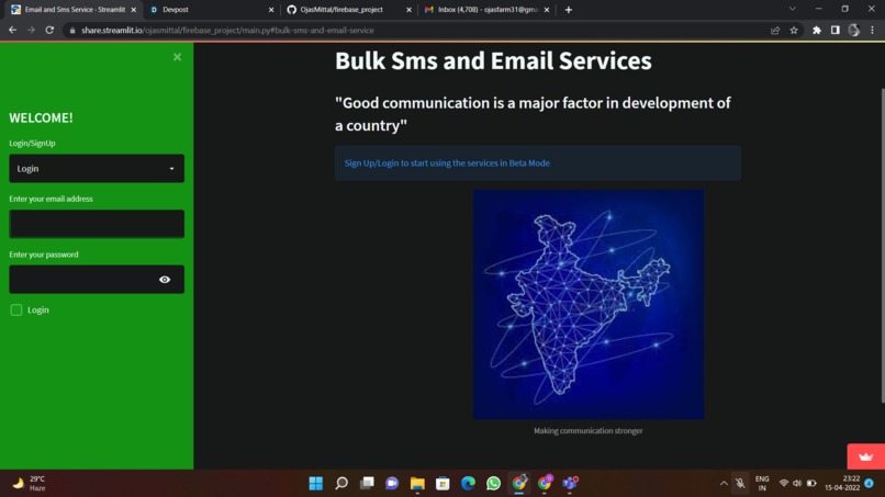 Bulk email and sms service – screenshot 1