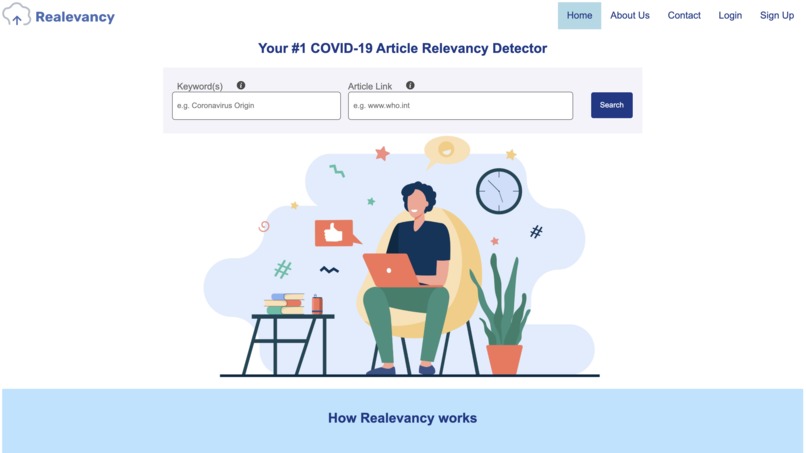 Realevancy - a website detects the relevancy of webpages – screenshot 1
