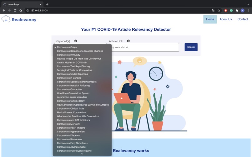 Realevancy - a website detects the relevancy of webpages – screenshot 2