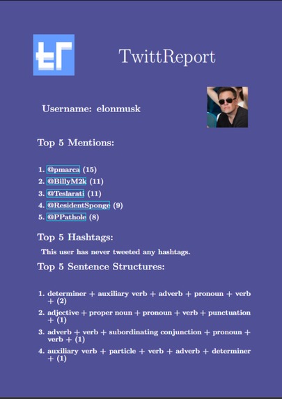 TwittReport – screenshot 1