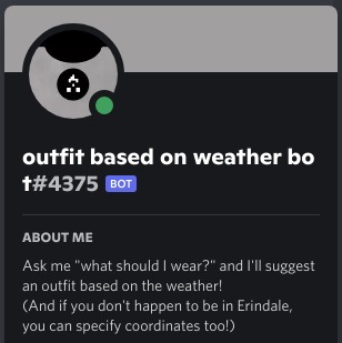 Weather Outfit Discord Bot – screenshot 1
