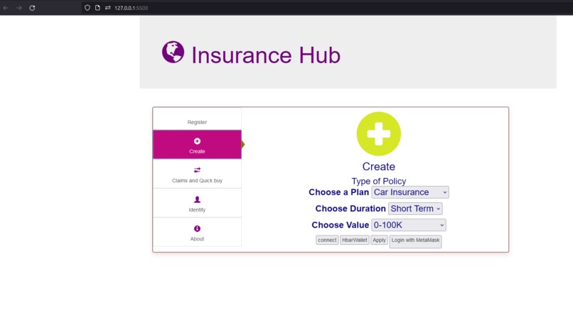 Hedera blockchain-based insurance claiming – screenshot 2